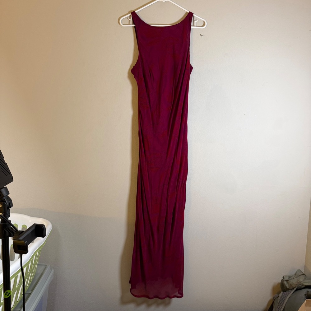 CDC Magenta Red Abstract Floral Cowl Back Maxi‎ Dress Size 8 SBN537 Rayon
